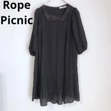 로페피크닉 무릎 기장 원피스 옷깃 쉬폰 원피스 블랙 38