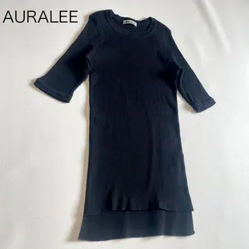 오라리 반팔 썸머 니트 블랙 스트레치 코튼 0 크루넥