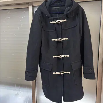 블랙 더플 코트 울 혼방