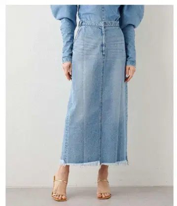 윔 가젯 프린지 DENIM 타이트 스커트