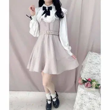 (새상품) ROJITA 밑단 페플럼 절개 케이프 원피스 FREE 핑크