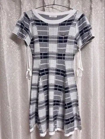 evelyn 원피스 체크 플레어 니트 OP 원피스