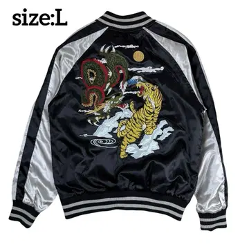 빛언 스카잔 용호 럭셔리 자수 디자인 뒷면 자수 사이즈 L 블랙