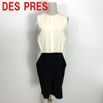 A3014 데프레 무릎 기장 원피스 슬리브리스 안감 있음 화이트 블랙 1