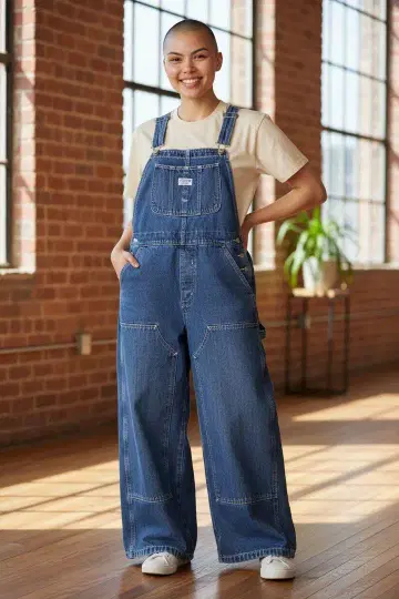 M556 Levi's 데님 블루 와이드 레그 살로펫