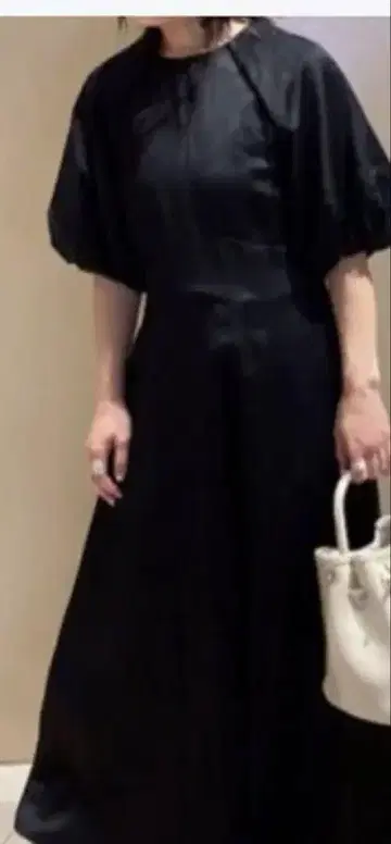 린넨 벌룬 슬리브 롱 원피스 새상품급