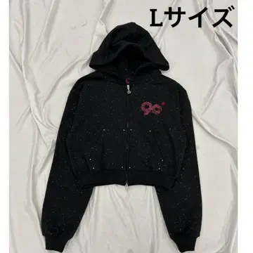 9090 girl 90 Logo Glitter Zip Hoodie