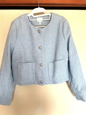 H&M 에이치앤엠 트위드 자켓 & 스커트 세트 라이트 블루