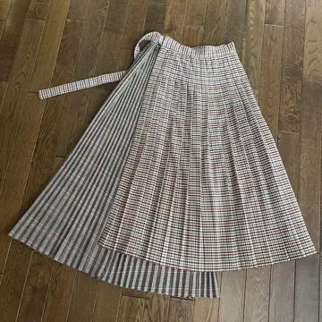 ZARA 체크 무늬 롱 플리츠 스커트