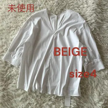 미사용 베이지 beige V넥 블라우스 셔츠 화이트 M