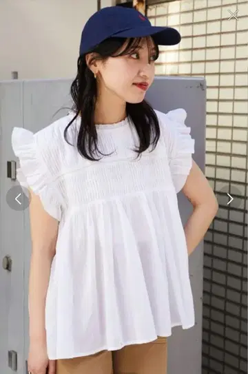 [미사용] 프릭스스토어 인도 보일 핀턱 개더 프릴 블라우스 화이트