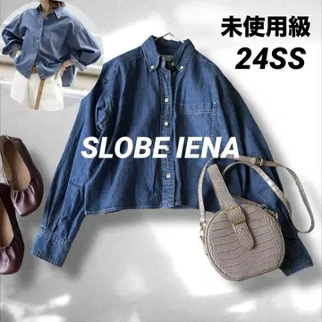 슬로브 이에나 24SS LE DENIM 라이트 온스 크롭 셔츠 블루 계열