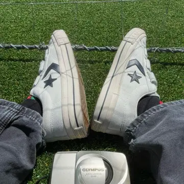 CONVERSE 벨크로 스니커즈 화이트/네이비 25.5cm