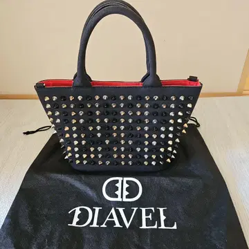 DIAVEL 스터드 토트백 블랙/레드