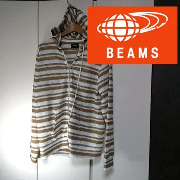 [ 열람수 39 ] BEAMS 후드 부착 스트라이프 후드티