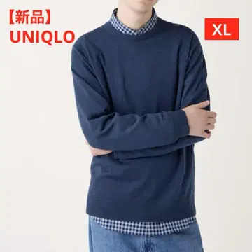 [새상품] 유니클로 메리노 크루넥 스웨터 남성용 블루 XL
