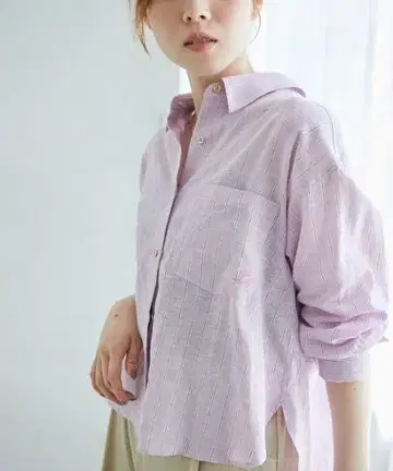 르.꾸뛰르.블랑 코튼 린넨 컴팩트 셔츠 핑크