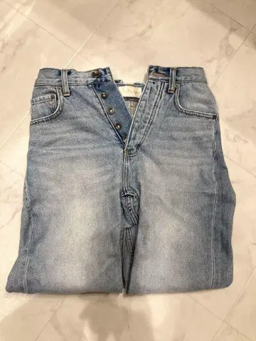 시루무린 빈티지 블루 스트레이트 데님 프론트 버튼