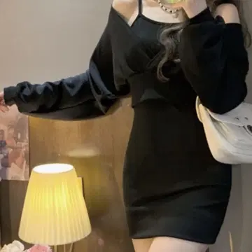 오프숄더 블랙 스커트 셋업 M