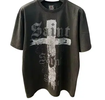 Saint 블랙 T셔츠 십자가 디자인