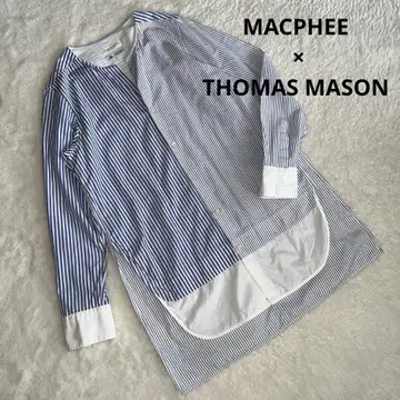 MACPHEE x THOMAS MASON 스트라이프 긴팔 셔츠 36 블루