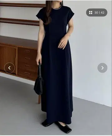 callautia 허리 턱 컷 원피스 네이비