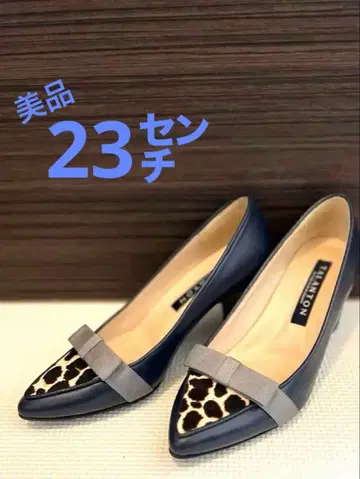 TALANTON 네이비 레오파드 무늬 스틸레토 펌프스 23cm