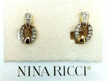 [ NINA RICCI ] 골드톤 크리스탈 귀찌