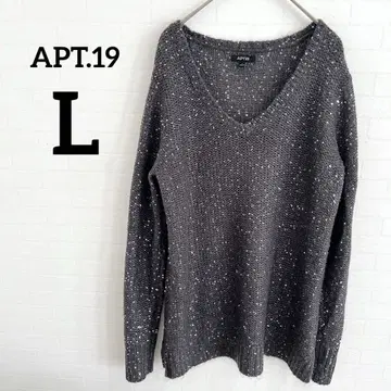 APT.19 [ L ] 스팽글 V넥 스웨터 그레이