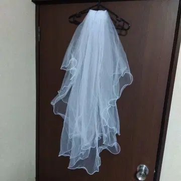 와타베 웨딩 화이트 새틴 웨딩 베일 빗 포함