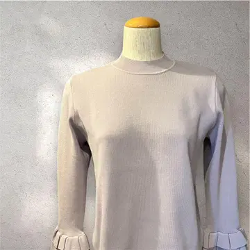Maglie par ef-de 미 실루엣 플리츠 벨 슬리브 니트