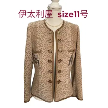 새상품급 이타리야 레오파드 무늬 노카라 자켓 11호, L