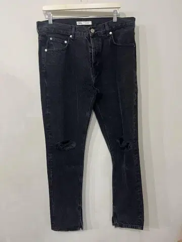 zara 남성용 데님 블랙 데미지 가공