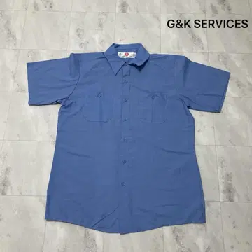 G&K SERVICES 워크 셔츠 반팔 카라 심지 빈티지 아메카지