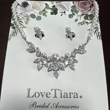 [ LoveTiara ] 브라이덜 펄 목걸이 & 귀걸이 세트