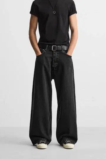 ZARA 슈퍼 배기 핏 청바지 JP30 블랙 미사용 새상품