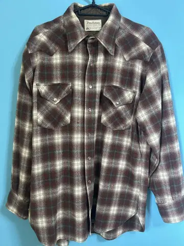 Pendleton 웨스턴 체크 셔츠 버건디 체크 구제 의류