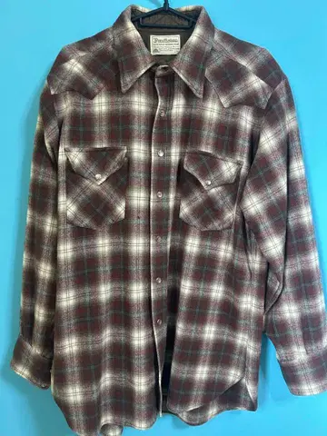 Pendleton 웨스턴 체크 셔츠 버건디 체크 구제 의류