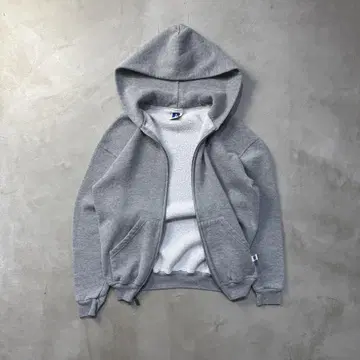 90s Russell blank zip papka gray youth M