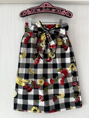 MILK 깅엄 후르츠 타이트 스커트