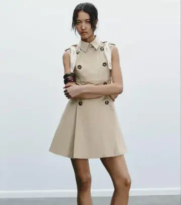 스카프 포함 숏 기장 원피스 트렌치풍 ZARA S 사이즈