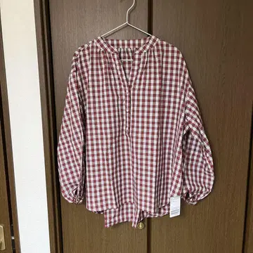 journal standard luxe 타탄 개더 블라우스 레드