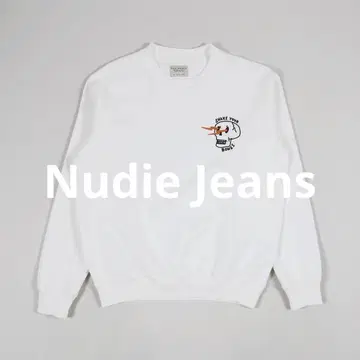 [ Nudie Jeans ] 스컬 디자인 화이트 맨투맨 트레이닝복