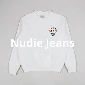 [ Nudie Jeans ] 스컬 디자인 화이트 맨투맨 트레이닝복