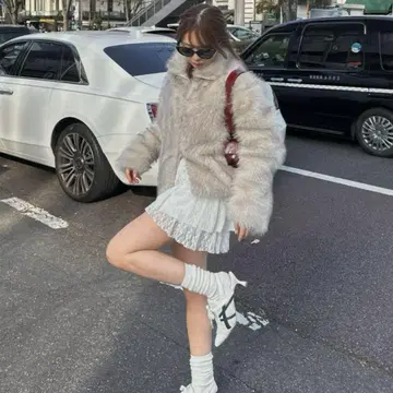 RAYCASSIN 더블 지퍼 퍼 블루종
