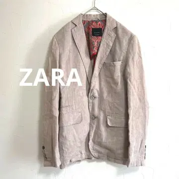 자라 ZARA 린넨 테일러드 자켓 안감 페이즐리 무늬 파이핑 38