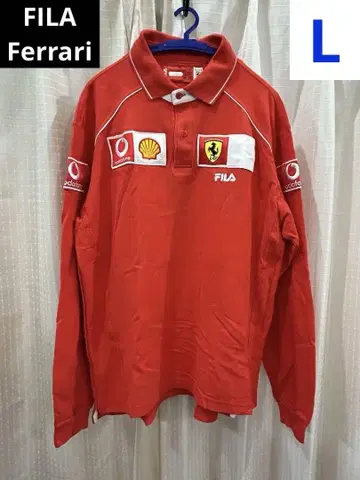 레어 페라리 FILA Ferrari 피케 셔츠 L 사이즈 빨간색