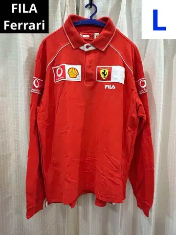 레어 페라리 FILA Ferrari 피케 셔츠 L 사이즈 빨간색