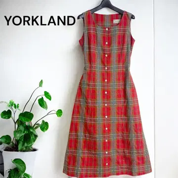 YORKLAND 빨간색 타탄 체크 롱 원피스 M 사이즈 새상품급