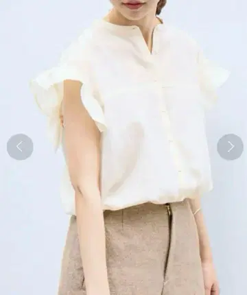 이에나 론프릴 블라우스 아이보리
